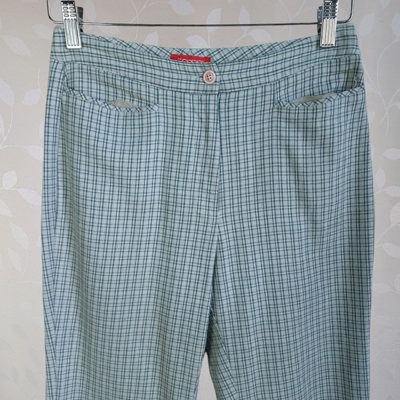 Vintage Esprit High Rise Straight Leg Preppy Academia Plaid Trouser Sage Green - Picture 3 of 16